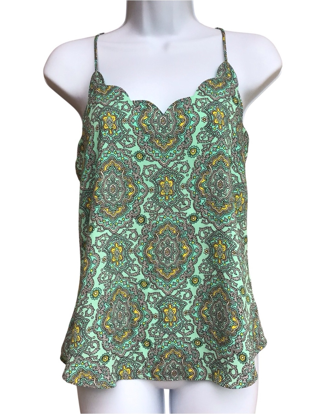 J Crew Paisley Scalloped a Racerback Cami Blouse